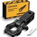 BUNKER INDUST Shackle Hitch Receiver 3/4" D Ring Shackle w/Trailer Hitch-Fits 2" Receivers,Offroad Recovery Towing Accessories for Trucks, Jeep, Pickup,Black