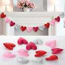 Frienda Large Valentine Glitter Heart Felt Banner 3D Heart Garland Valentines Decorative Romantic Hanging Garland for Wedding Anniversary Birthday Party Sweetheart Home Decor