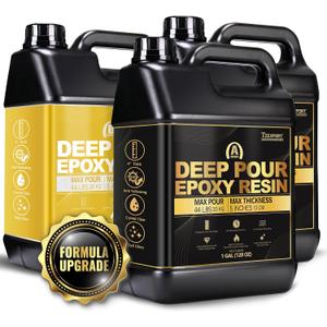 Teexpert Deep Pour Epoxy Resin 3 Gallon Kit: New Version 2-5 inch Deep Pour Resin for Large Wood Working River Table Crystal Clear UV Resistant Epoxy Resin - 2:1 Mix by Weight