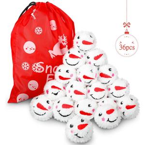 Sumind 36 Pieces Funny Snowball Fight Balls with Bag First Fight Snowflake Ball Reusable Soft Stuffed Fake Balls for Christmas Winter Indoor Outdoor Party Supplies