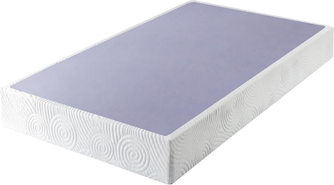 ZINUS Metal Box Spring with Wood Slats, 9 Inch Mattress Foundation, Sturdy Steel Structure, Easy Assembly, Twin (Twin, White)