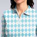 Women's Golf Shirts Lightweight UPF 50+ Long Sleeve Shirts UV Protection Quick Dry Cool Polo Shirts for Women Work Outdoor (Blue Plaid)