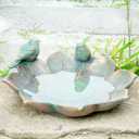 MUMTOP Bird Baths for Outdoors, Antique Outdoor Garden Bird Bath Resin Birdbath Bowl with Vintage Bird Ornament for Outside Yard Table Decor (Bronze)