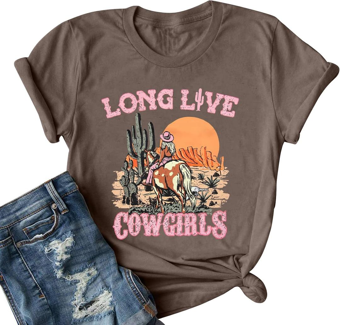 EGELEXY Cowgirl Western Shirts for Women Country Music Outfits Summer Vacation Short Sleeves Tops, Medium