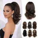 Curly Claw Clip Ponytail Extension Clip on Ponytail For Women 14 Inch Pony Tails Hair Extensions Clip in Ponytail (#5 Chocolate Brown)