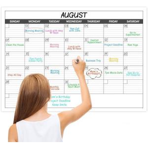 Large Dry Erase Calendar for Wall - Undated 1 Month Big Wall Calendar, 40" x 30", Erasable & Reusable Laminated Calendar Max with 8 Round Stickers, Great Layout Wall Calendar Dry Erase for Home, Office and School