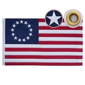 Flagolden Betsy Ross Flag 2x3 Feet Embroidery 13 Star Colonial American Flags with 2 Strong Brass Grommets, Heavy Duty Polyester Colonies Primitive Flag : Patio, Lawn & Garden