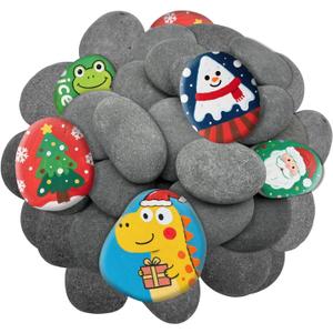 RITOLLO 26PCS River Rocks for Painting 2-3 Inch Flat Smooth Rocks to Paint Alphabet Natural Stones Bulk for Kids, Arts & Crafting Halloween Party Gift Fall Project