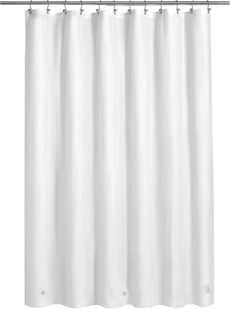 Barossa Design White Shower Curtain Liner - Premium PEVA, BPA & PVC Free, No Chemical Smell, Lightweight Shower Curtain with 3 Magnets, Metal Grommets - White, Standard Size (72"W x 72"L (Pack of 1))