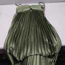 Women's Plisse Dress Adjustable Spaghetti Strap Maxi Solid Party Wedding Guest Dresses (Green, S)
