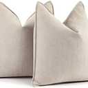 ZWJD Beige Pillow Covers 20x20 Set of 2 Chenille Throw Pillow Covers with Elegant Design Soft and Luxurious Decorative Throw Pillows for Couch, Bed, and Home Decor Beige