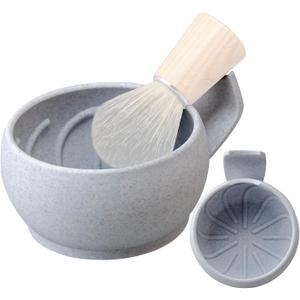 Grandslam Shaving Bowl with Ridges, Shaving Mug with Brush Stand, Shaving Soap Bowl for Shaving Cream and Soap, Durable & Holds Heat Longer, Rich & Thick Lather, Great for Traveling and Use at Home (White)