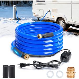 HIRALIY 25FT Heated Water Hose for RV, with Temperature Sensor, Save Energy, Water Line Freeze Protection, 5/8" ID, for Garden, RV Accessories, Livestock, Mountain Cabin (25FT+No Thermal Cover)