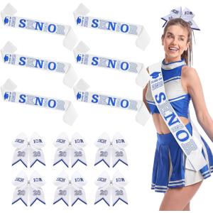 Suncalla 6 Set Senior Sashes Class of 2026 Graduation Satin Sash with Glitter Hair Bows 2026 Cheer Gifts for Graduation Party Cheerleader Prom Photos Celebration(Blue)