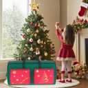 9FT Christmas Tree Storage Bag 600D Oxford Extra Large Christmas Tree Bags for Christmas Trees Two Large Pockets Tree Storage Box with Reinforced Handles Heavy Duty Storage Bag for Xmas Tree (Red and Green)