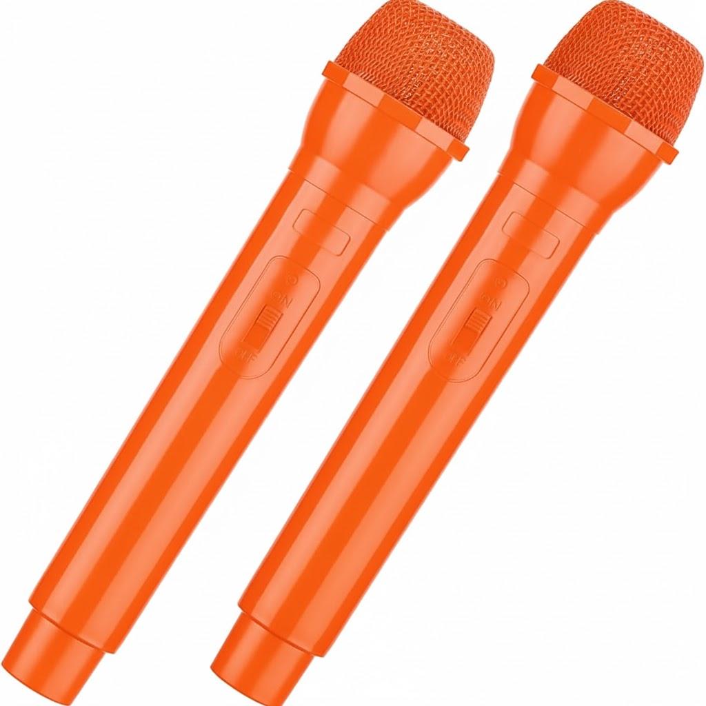 Neon Orange Plastic Microphones