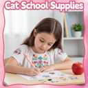 Cat Gifts for Cat Lovers Cat Office Supplies Canvas Tote Bag Spa Headband Cute Sticky Notepad Paper Clips Ballpoint Pen Cartoon Stickers Party Favor for Birthday Christmas Gifts