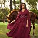 Scarlet Darkness Women's Renaissance Costume Wrap V Neck Medieval Dress Split Bell Sleeve Embroidery Fairy Dresses (M)