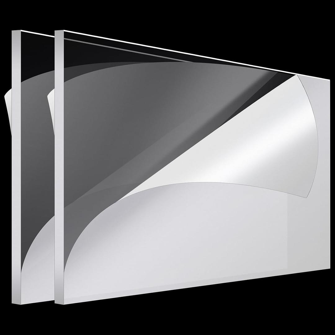 Roowest 2 Pcs 18 x 36 Inch, 1/4 Inch Thick Clear Acrylic Sheets Plastic Panels Sheets Cut to Size Cast Acrylic Board Panel with Protective Film for Craft DIY Projects Sign Frame(Transparent)