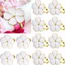 Patelai 12 Pcs White Flower Napkin Rings Bulk Gold Cloth Napkin Holder Set Floral Serviette Buckles Table Decor for Wedding Banquet Birthday Christmas Baby Shower Dinner Daily Use