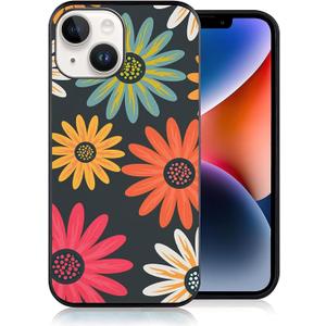 Compatible with iPhone 15 Plus Case, Daisy Flowers Cute Hippie Colorful Abstract Peace Sign iPhone Case Slim TPU Shockproof Protective Cover for Women Girls (Pattern-2)