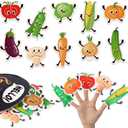10 pcs Finger Puppets Toys Kids Dancing Fruit Birthday Decorations Felt Finger Sensory Toys with Bag Soft Cute Toddlers Hands Puppets, Vegetable