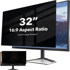 32 inch Curved Computer Privacy Screen Filter for 16:9 Widescreen Monitor, Anti Glare Blue Light Filter, Anti-Scratch Computer Screen Privacy Shield, Removable Monitor Privacy Screen Protector Film