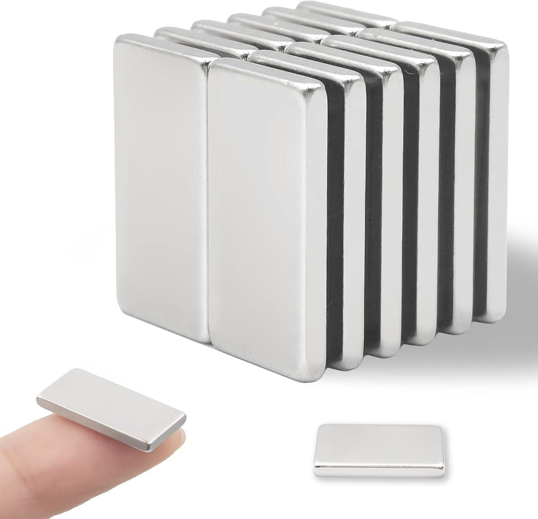 12 Pack Neodymium Bar Magnets, 20x10x2mm Strong Permanent Rectangle Rare Earth Magnets for Fridge, Whiteboard, DIY, Crafts and Office