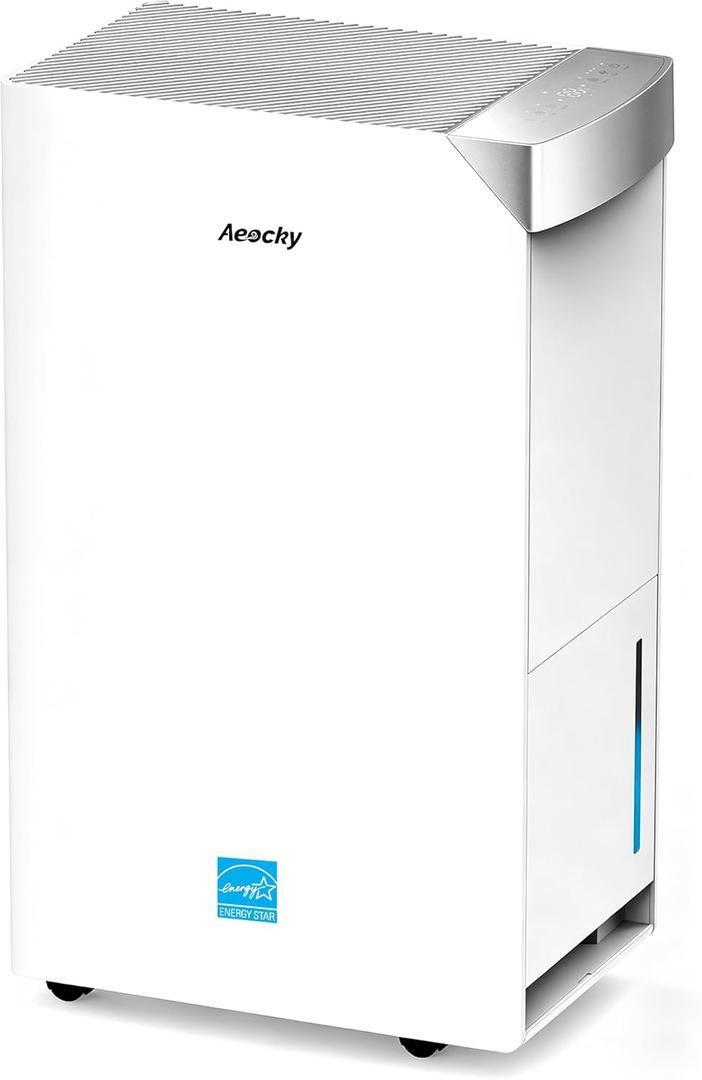 AEOCKY 74 Pint/D Energy Star Version 6.0 Dehumidifier, 4500 Sq.Ft Smart Compressor Dehumidifier with Drain Hose, Intelligent Humidistat,for Basement,Bedroom,Home,Bathroom