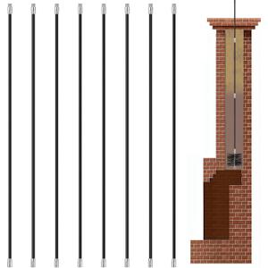 24ft Total Fiberglass Chimney Cleaning Kit Rods for 1/4"NPT Brush, 3ft×8Pcs