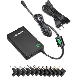 Universal Laptop Charger with LCD Display 90W Slim AC Adapter Power Supply Cord with USB Port 5V2.1A for Mobile|Tablet Compatible with Lenovo HP Dell Toshiba Samsung Acer Asus and Most Notebooks