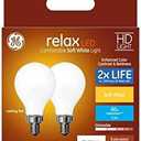 GE Relax 2-Pack 60 W Equivalent Dimmable Soft White A15 LED Light Fixture Light Bulbs Globe Candelabra Base