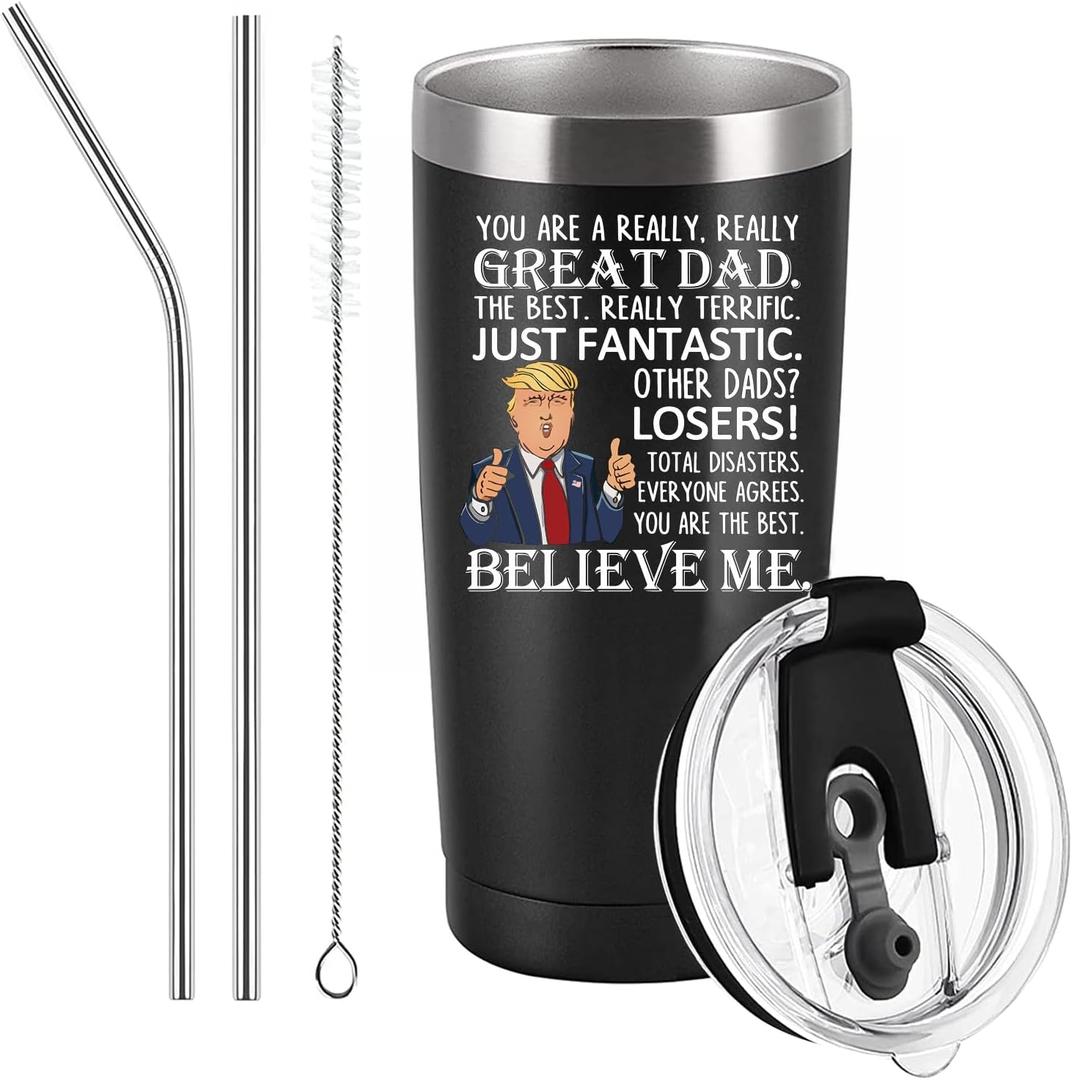 Funny Great Dad Travel Tumbler, Best Dad Gifts, Father's Day Father Gifts from Daughter, Funny Gift for Papa Husband, Papa Travel Tumbler for Birthday 20 OZ Black