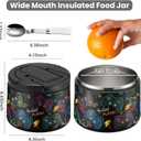 14oz Insulated Vacuum Food Jar with Buckle Lid, Soup Thermo for Hot Food Kids, Wide Mouth Leakproof Stainless Steel Lunch Container with Spoon-Black Game