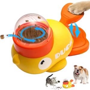 Dog Treat Dispenser Toy, Cat Puzzle Feeder, Interactive Durable Yellow Duck-Shaped Puzzle Feeder for Dog Cat Treat Toy (Duck)