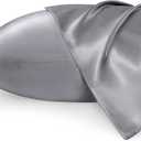 Bedsure King Size Satin Pillowcase Set of 2 - Dark Grey Pillow Covers for Hair and Skin with Envelope Closure, Similar to Silk Pillow Cases, Gifts for Women Men, 20x36 Inches, 2pcs