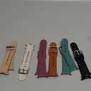 SNBLK Floral Engraved Bands Compatible with Samsung Galaxy Watch 8 Band 40mm 44mm/Galaxy Watch 8 Classic Band 46mm, 6Pack Flower Soft Silicone Sport Replacement Strap for Samsung Watch Bands Women Men (Black/Pine Green/Starlight/Brown/Milk Tea/Smoke Violet)