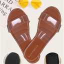 OYOANGLE Women's Clear Strap Flat Sandals Open Toe Double Band Casual Slide Sandals Brown 11