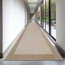 Ileading Runner Rug for Hallways 2.6'x12' Heavy-Duty Durable Entryway Floor Mat with Non Slip Rubber Backing Low-Pile High Traffic Carpet Machine Washable Accent Rugs for Kitchen, Living Room(Beige) (12' x 2'7" (Rectangular))