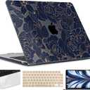 TWOLSKOO for MacBook Air 13 inch Case M5 2026 M4 2025 M3 M2 2024-2022 A3449 A3240 A3113 A2681, Plastic Hard Shell & Keyboard Cover & Screen Film for MacBook Air 13.6 inch Case, Elegant Roses
