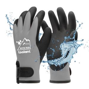 toolant 100% Waterproof Gloves for Men and Women, Winter Work Gloves for Cold Weather, Touchsreen, Thermal Gloves for Fishing, Gardening and Working in Freezer, With Grip, Grey, XX-Large