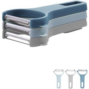 Vegetable Peeler Set 3-Piece Potato Peelers for Veggie, Fruit Kitchen (Light Blue Dark Blue Light Grey)