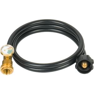 SHINESTAR 5FT Propane Extension Hose with Gauge, Propane Tank Extension Hose for RV, Gas Grill, Stove, Heater, Fire Pit and More