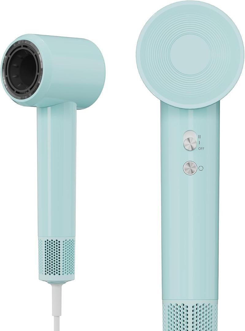 HYLZTHATER Ionic Hair Dryer, 110000 RPM High-Speed BLDC Motor, Fast Drying Blow Dryer with Negative Ion Technology, 8 Heat & Speed Modes for Curly Thick & Fine Hair, Low Noise Lightweight, Baby Blue