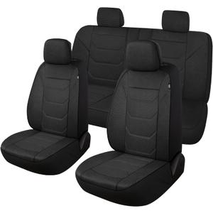 3D Air Mesh Car Seat Cover Full Sets Washable and Breathable Premium Cloth Automotive Vehicle Seat Covers for Cars Interior, Universal Fit for Most Cars, Sedan, Truck, SUV(Black)
