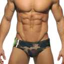MIZOK Men's Ployester Swimsuit Bikini Briefs with Adjustable Drawstring (X-Large, Army)