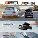 FOCUWAY 4K Front and Rear Dash Cam: Fast 5GHz WiFi & Hands-Free Voice Control, Compact Hidden Design, 24/7 Parking Mode Recording, Supercapacitor & Type-C, Free 64GB Card, Super Night Vision