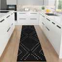 LIVEBOX Black Runner Rug for Kitchen, 2x8 Boho Washable Rug Runner for Hallway,Moroccan Cotton Long Entryway Area Rug Indoor Carpet for Bedroom Laundry Doorway Entry