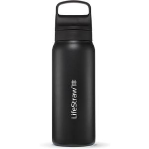 LifeStraw Go Series  Insulated Stainless Steel Water Filter Bottle for Travel and Everyday Use Removes Bacteria, Parasites and Microplastics, Improves Taste, 24oz Nordic Noir