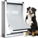 Extra Large Dog Door - Heavy Duty Aluminum, Extreme Weather, Dual Flap, Lockable for Large & Extra Large Dogs Up to 220 lbs (Silver)